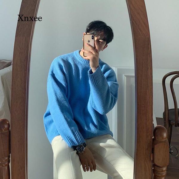 men's sweaters 2021 fall/winter round neck sweater fashion pure color korean large size loose knit long sleeve top, White;black
men's sweaters 2021 fall/winter round neck sweater fashion pure color korean large size loose knit long sleeve top, White;black