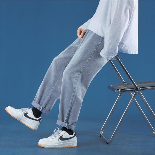 men's jeans summer thin section 2021 korean trend loose straight drawstring casual long pants, Blue
men's jeans summer thin section 2021 korean trend loose straight drawstring casual long pants, Blue