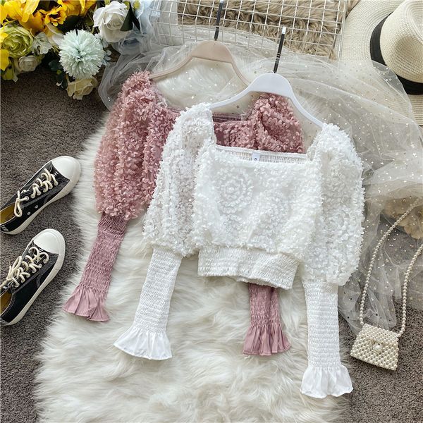 women's blouses & shirts autumn winter women fashion square collar long sleeve flower gauze shirt chic mesh short solid color blou, White
women's blouses & shirts autumn winter women fashion square collar long sleeve flower gauze shirt chic mesh short solid color blou, White