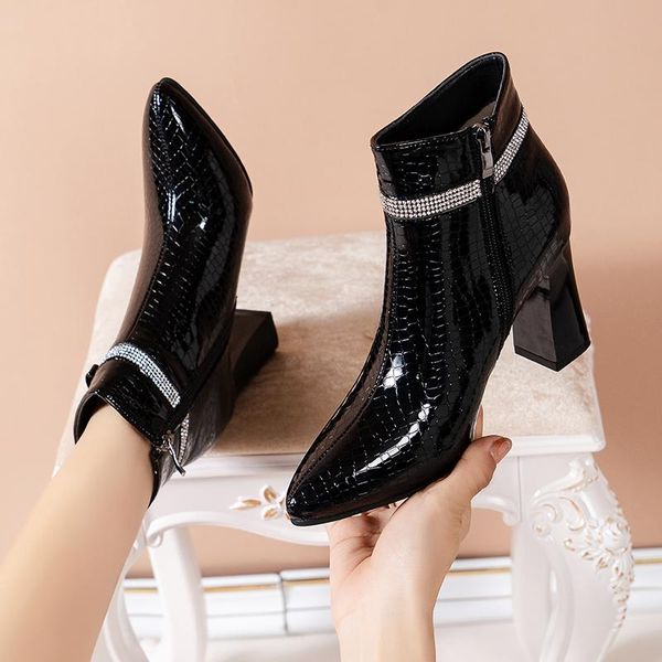 boots women's spring summer shoes ladies mesh patent leather fashion female high heels round toe ankle women, Black
boots women's spring summer shoes ladies mesh patent leather fashion female high heels round toe ankle women, Black