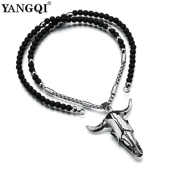 pendant necklaces yangqi norse viking punk stainless steel ox head skull necklace beads chain gothic animal lucky jewelry for men, Silver
pendant necklaces yangqi norse viking punk stainless steel ox head skull necklace beads chain gothic animal lucky jewelry for men, Silver
