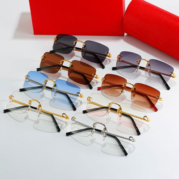 sunglasses mens designer sunglasses leopard head composite metal rimless optical frame classic rectangle square luxury gold sunshade sunglas, White;black
sunglasses mens designer sunglasses leopard head composite metal rimless optical frame classic rectangle square luxury gold sunshade sunglas, White;black