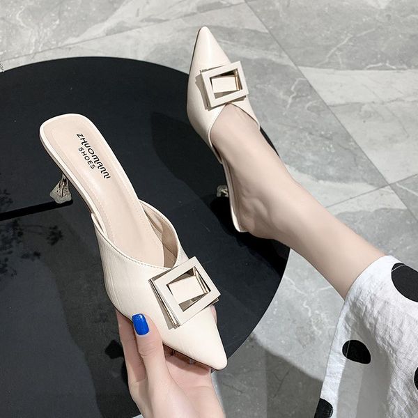 slippers fashion women shoes summer ladies woman mules cover pointed toe buckle high heels casual slides, Black
slippers fashion women shoes summer ladies woman mules cover pointed toe buckle high heels casual slides, Black