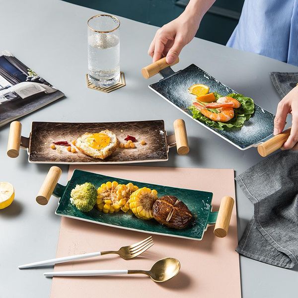 ceramic japanese cuisine sushi long plate with handle rectangular dessert snack western salmon sashimi flat tableware dishes & plates
ceramic japanese cuisine sushi long plate with handle rectangular dessert snack western salmon sashimi flat tableware dishes & plates