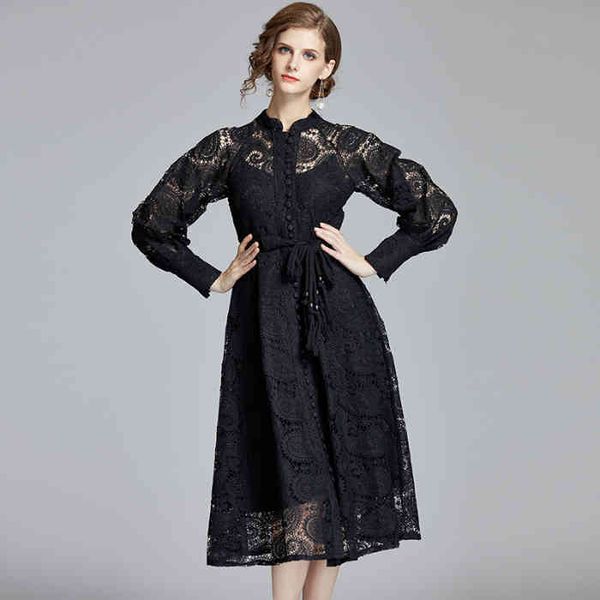 new autumn and winter lantern sleeve lace chic dress women single-breasted runway dress vestidos belt 210412, Black;gray
new autumn and winter lantern sleeve lace chic dress women single-breasted runway dress vestidos belt 210412, Black;gray