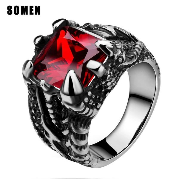 cluster rings somen men's stainless steel claw ring vintage gothic dragon design red stone biker band punk caveira masculin, Golden;silver
cluster rings somen men's stainless steel claw ring vintage gothic dragon design red stone biker band punk caveira masculin, Golden;silver