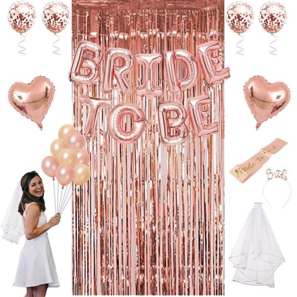 29pcs/ set bride to be foil balloon curtain rose gold theme party headband tiara bachelorette wedding bridal shower decoration
29pcs/ set bride to be foil balloon curtain rose gold theme party headband tiara bachelorette wedding bridal shower decoration