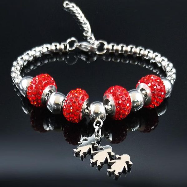 three gril red crystal stainless steel chain bracelet for women silver color friendship bracelets jewelry joyas b18541 link,, Black
three gril red crystal stainless steel chain bracelet for women silver color friendship bracelets jewelry joyas b18541 link,, Black