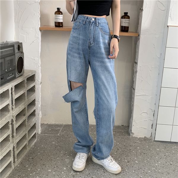 women's jeans female jeans torn waist high-legged broad-legged clothes denim vintage streetwear quality fashion harajuku slacks straigh, Blue
women's jeans female jeans torn waist high-legged broad-legged clothes denim vintage streetwear quality fashion harajuku slacks straigh, Blue