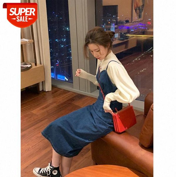 retro sling skirt, feminine temperament, waist was thin, mid-length korean denim dress, women's trend #lk37, White;black
retro sling skirt, feminine temperament, waist was thin, mid-length korean denim dress, women's trend #lk37, White;black
