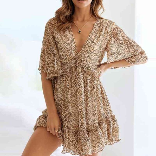 casual dresses chiffon summer leopard print women butterfly sleeve v neck high waist short party vestidos chdv, Black;gray
casual dresses chiffon summer leopard print women butterfly sleeve v neck high waist short party vestidos chdv, Black;gray