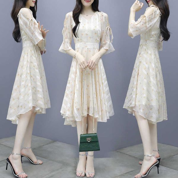 style women's drs in 2021 fashion temperament waist show thin chiffon floral summer skirt fairy, Black;gray
style women's drs in 2021 fashion temperament waist show thin chiffon floral summer skirt fairy, Black;gray
