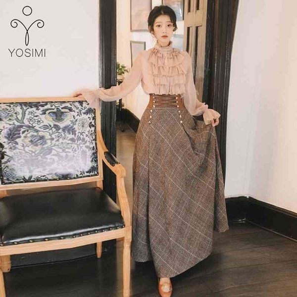 yosimi autumn winter long sleeve blouse and woolen plaid skirt and set suit women two piece outfits sweater skirt 210407, White
yosimi autumn winter long sleeve blouse and woolen plaid skirt and set suit women two piece outfits sweater skirt 210407, White