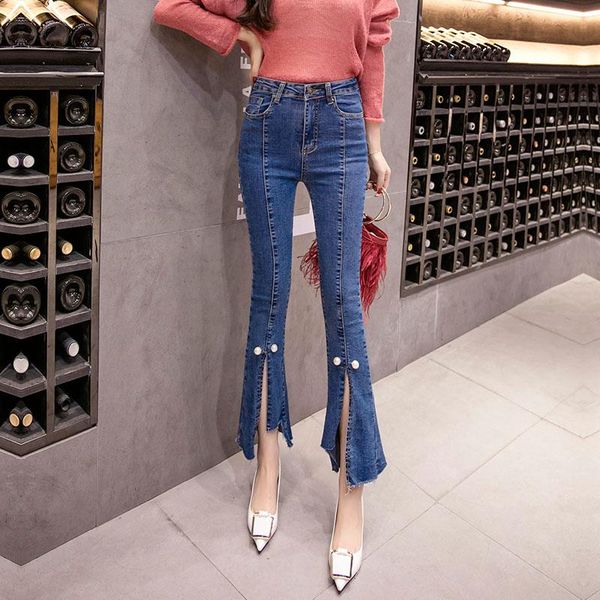 women's jeans 2021 spring fashion high waist split female stretch slim temperament flare trousers women patchwork denim pants, Blue
women's jeans 2021 spring fashion high waist split female stretch slim temperament flare trousers women patchwork denim pants, Blue