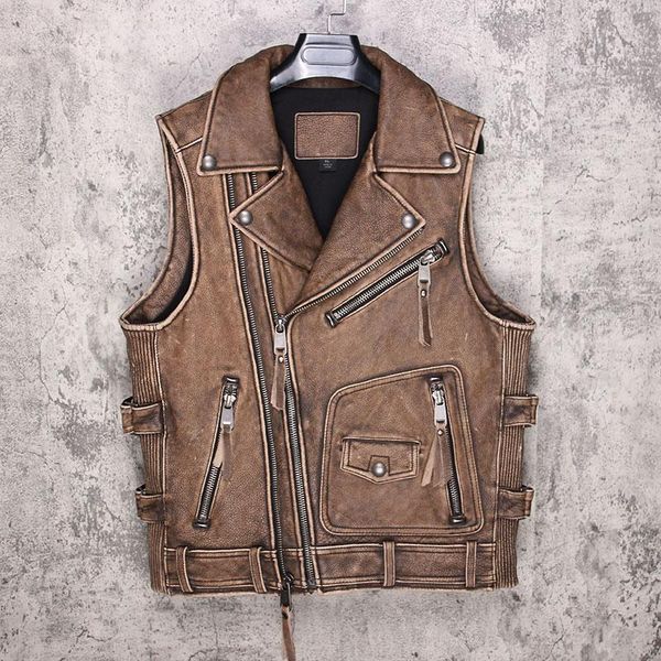 men's vests real motorcycle biker vest genuine leather cowhide sleeveless jackets zipper punk short waistcoat high quality, Black;white
men's vests real motorcycle biker vest genuine leather cowhide sleeveless jackets zipper punk short waistcoat high quality, Black;white