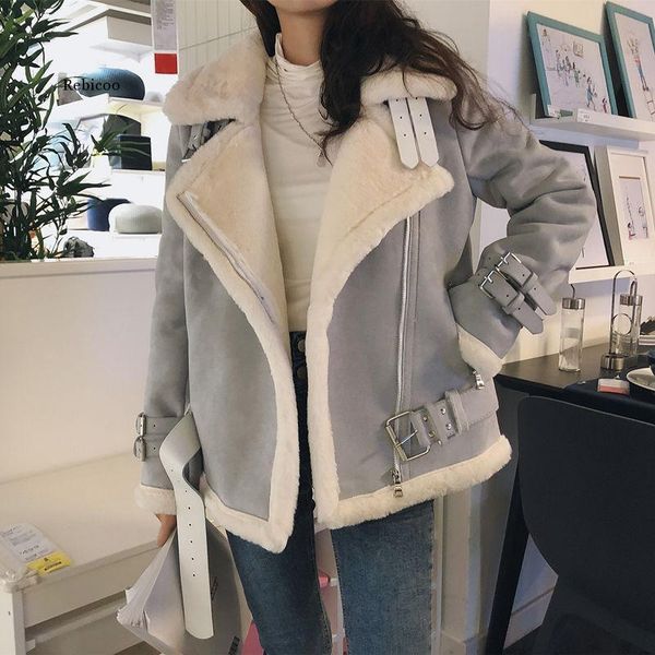 women's leather & faux women winter fashion fur loose cotton warm thick coat female suede short jacket casual outwears, Black
women's leather & faux women winter fashion fur loose cotton warm thick coat female suede short jacket casual outwears, Black