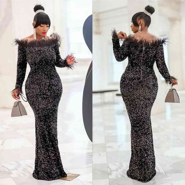 sequined women long flare sleeve dress elegant black feather slash neck zipper bodycon floor length party night club robes 210416, Black;gray
sequined women long flare sleeve dress elegant black feather slash neck zipper bodycon floor length party night club robes 210416, Black;gray