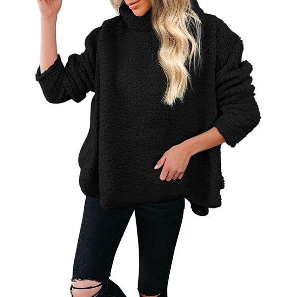 2021 autumn new woolen fleece half high collar loose blouse jacket women, White;black
2021 autumn new woolen fleece half high collar loose blouse jacket women, White;black