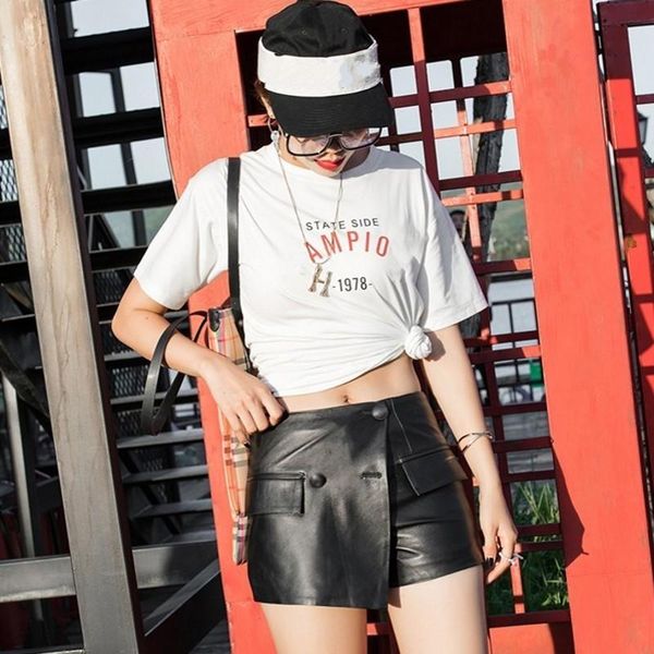women's shorts brand female luxury sheepskin genuine leather bottom skirt with double breasted straight asymmetrical skirts, White;black
women's shorts brand female luxury sheepskin genuine leather bottom skirt with double breasted straight asymmetrical skirts, White;black