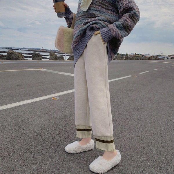 women's pants & capris women fall winter thick woolen straight wide-leg casual trousers korean fashion student wild loose woman pant, Black;white
women's pants & capris women fall winter thick woolen straight wide-leg casual trousers korean fashion student wild loose woman pant, Black;white