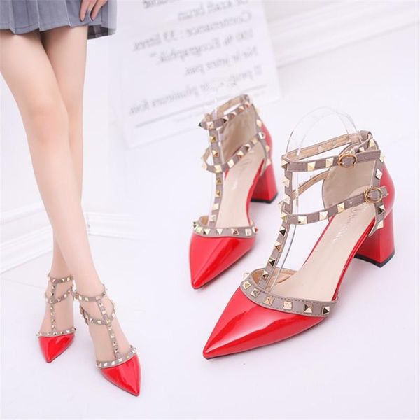dress shoes leopard land women's 2021 summer sandals pointed patent leather rivet buckle thick with heel wild women, Black
dress shoes leopard land women's 2021 summer sandals pointed patent leather rivet buckle thick with heel wild women, Black