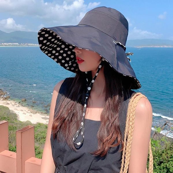wide brim hats summer female sun big classic polka dot folding hat casual outdoor beach cap for women uv protection, Blue;gray
wide brim hats summer female sun big classic polka dot folding hat casual outdoor beach cap for women uv protection, Blue;gray