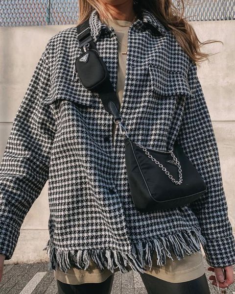 women's suits & blazers blazer office lady plaid tassel fashion 2021 casual oversized long sleeve jacket women elegant outwear, White;black
women's suits & blazers blazer office lady plaid tassel fashion 2021 casual oversized long sleeve jacket women elegant outwear, White;black