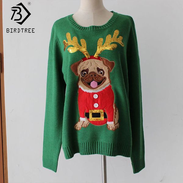 ugly christmas sweater embroidery pug dog pullover knitwear green pull t0n201n 210419, White;black
ugly christmas sweater embroidery pug dog pullover knitwear green pull t0n201n 210419, White;black