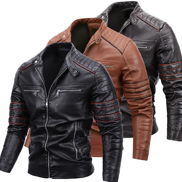 young handsome locomotive men's leather jacket stand collar retro comfortable warm fashion travel commuter, Black
young handsome locomotive men's leather jacket stand collar retro comfortable warm fashion travel commuter, Black