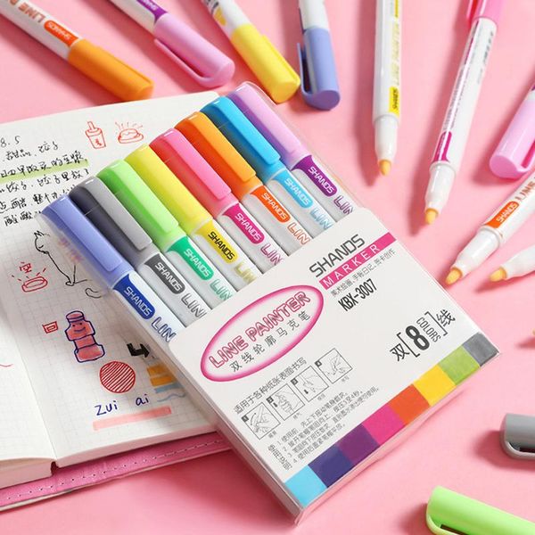 pc/set double line sketch pen glitter fluorescent color metal marker highlighters, Black;red
pc/set double line sketch pen glitter fluorescent color metal marker highlighters, Black;red