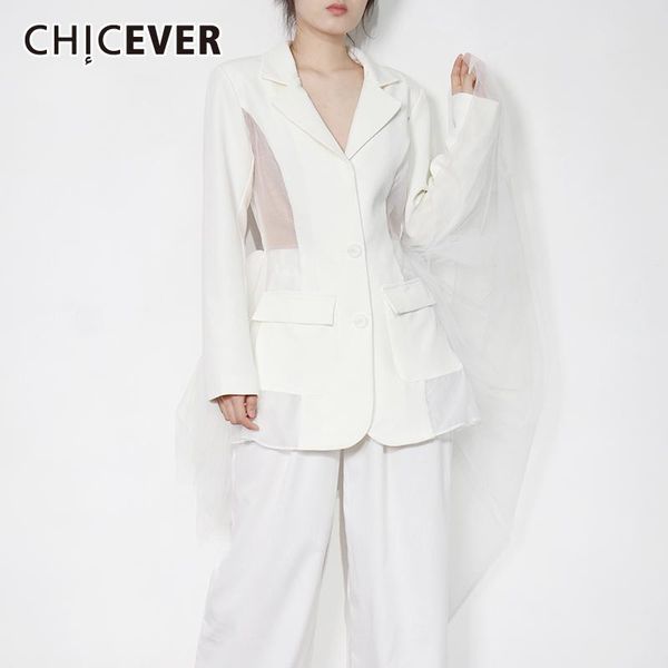 women's suits & blazers chicever casual patchwork perspective blazer for women notched long sleeve irregular hem white female fashion 2, White;black
women's suits & blazers chicever casual patchwork perspective blazer for women notched long sleeve irregular hem white female fashion 2, White;black