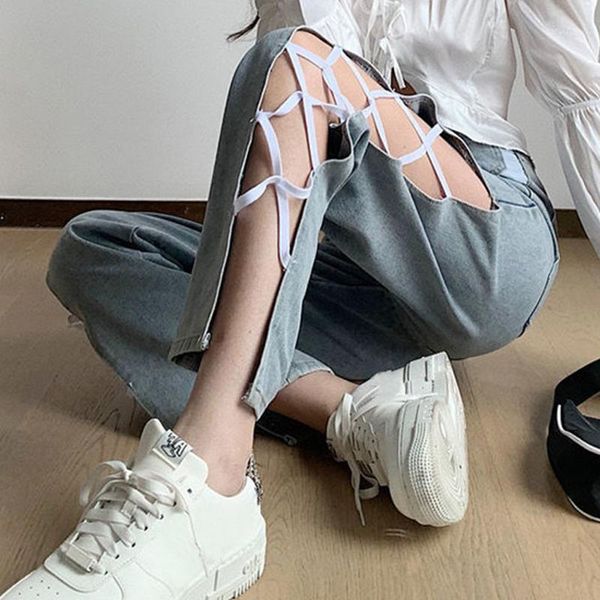 women's jeans y2k high waist split pants women hollow out bandage summer harajuku casual trousers slim streetwear 2021 straight, Blue
women's jeans y2k high waist split pants women hollow out bandage summer harajuku casual trousers slim streetwear 2021 straight, Blue