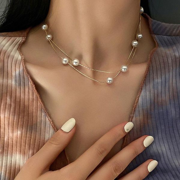 chokers design double pearl throttle clavicle chain senior women personality feel necklace, Golden;silver
chokers design double pearl throttle clavicle chain senior women personality feel necklace, Golden;silver