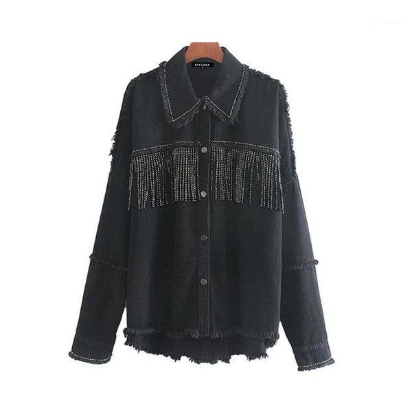 women's jackets jrnnorv 2021 fashion vintage stylish fringe beaded oversized jacket coat women long sleeve frayed trim ladies outerwear, Black;brown
women's jackets jrnnorv 2021 fashion vintage stylish fringe beaded oversized jacket coat women long sleeve frayed trim ladies outerwear, Black;brown