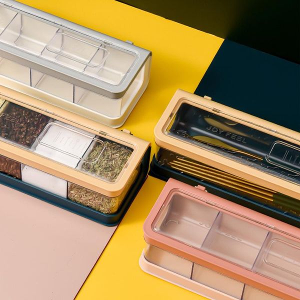 storage bottles & jars 4 cells/1set plastic seasoning box condiment container rack spice jar with spoon kitchen
storage bottles & jars 4 cells/1set plastic seasoning box condiment container rack spice jar with spoon kitchen