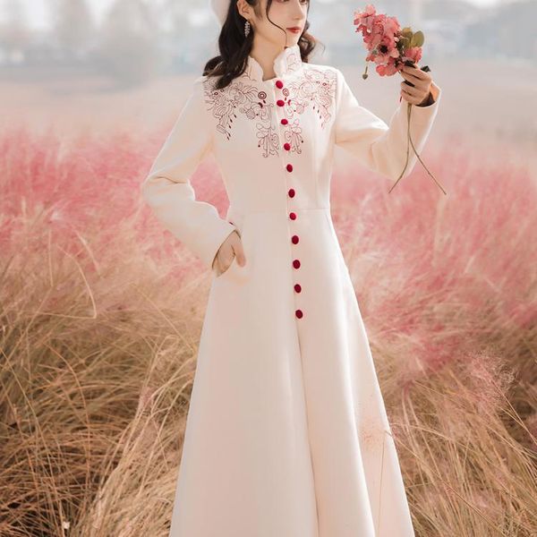 women's wool & blends winter sweet girl french court gentle fairy lolita long woolen coat chinese hanfu retro slim offiec lady chic wom, Black
women's wool & blends winter sweet girl french court gentle fairy lolita long woolen coat chinese hanfu retro slim offiec lady chic wom, Black