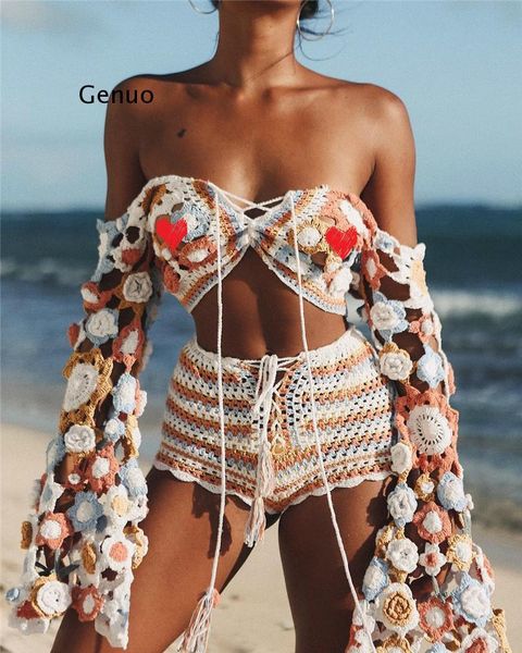 v neck crop women summer 2021 handmade crochet long sleeve beach wear cover up dress hollow out beachwear femme tunic women's swimw, White;black
v neck crop women summer 2021 handmade crochet long sleeve beach wear cover up dress hollow out beachwear femme tunic women's swimw, White;black