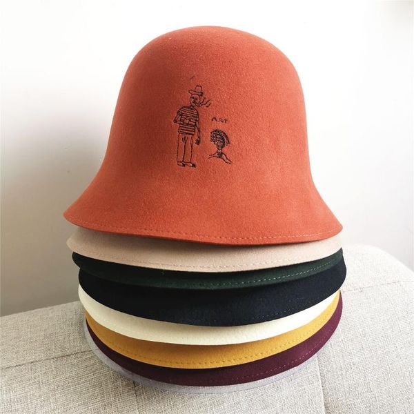 wide brim hats woolen bucket hat embroidered black orange female bell shade fisherman retro straight basin plain beggar, Blue;gray
wide brim hats woolen bucket hat embroidered black orange female bell shade fisherman retro straight basin plain beggar, Blue;gray