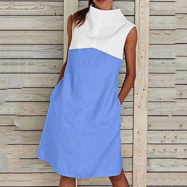 casual sleeveless mock neck womens dresses pockets color block loose knee length dress summer beach vestido 2xl clothing, Black;gray
casual sleeveless mock neck womens dresses pockets color block loose knee length dress summer beach vestido 2xl clothing, Black;gray