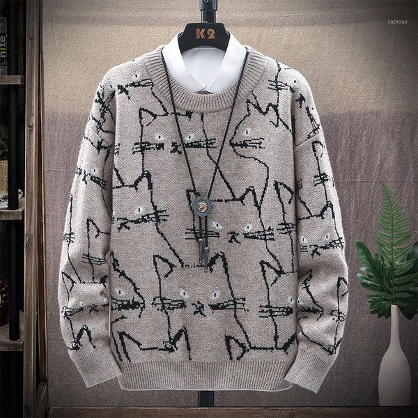 men's sweaters mens winter casual cartoon cat pattern men pullover fit knitted round neck male funny sweater thicken warm kitten cute, White;black
men's sweaters mens winter casual cartoon cat pattern men pullover fit knitted round neck male funny sweater thicken warm kitten cute, White;black