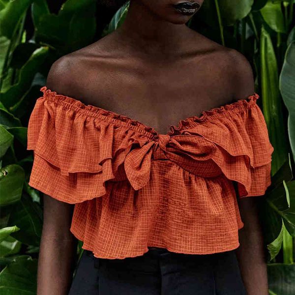 za summer women bow blouse plaid ruffles shirt casual slash neck short ladies chic fashion ropa 210422, White
za summer women bow blouse plaid ruffles shirt casual slash neck short ladies chic fashion ropa 210422, White