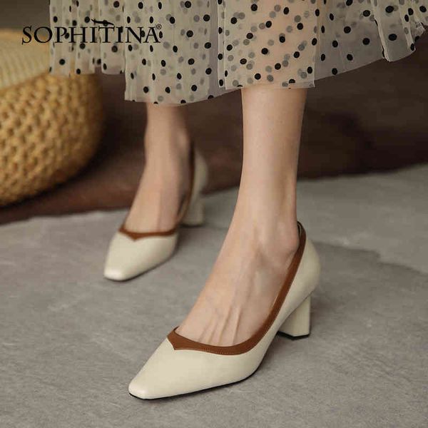 sophitina concise women's shoes square toe thick heel color matching retro shoes leather handmade spring female pumps ao169 210513, Black
sophitina concise women's shoes square toe thick heel color matching retro shoes leather handmade spring female pumps ao169 210513, Black