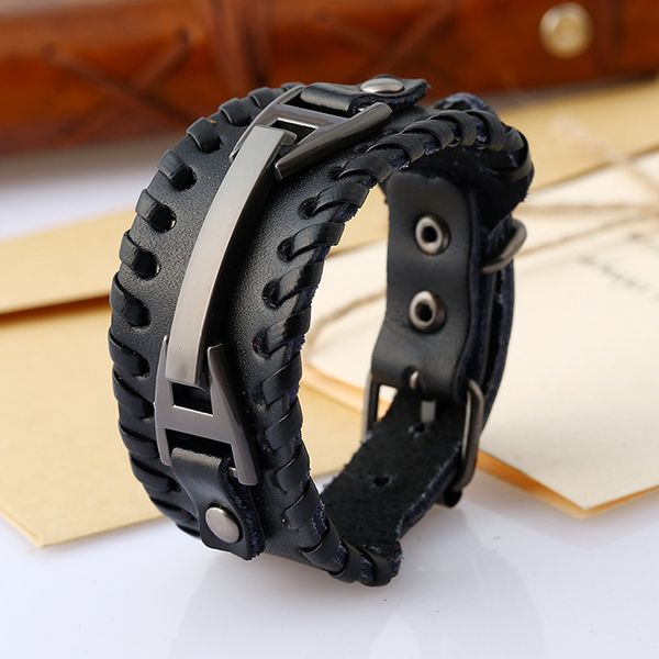 punk charm bracelet men's metal classic cowhide black brown adjustable gift european and american style jewelry, Golden;silver
punk charm bracelet men's metal classic cowhide black brown adjustable gift european and american style jewelry, Golden;silver