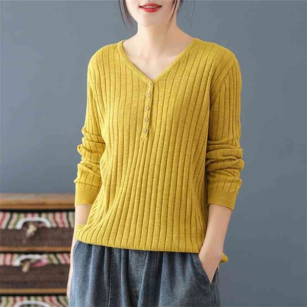 loose v-neck button elastic spring long sleeve sweater women plus size solid color stripe knitwear vintage knitted pullover 210522, White;black
loose v-neck button elastic spring long sleeve sweater women plus size solid color stripe knitwear vintage knitted pullover 210522, White;black