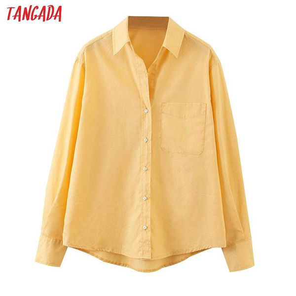 women's blouses & shirts tangada 2021 women yellow pocket long sleeve solid female loose casual sl250, White
women's blouses & shirts tangada 2021 women yellow pocket long sleeve solid female loose casual sl250, White