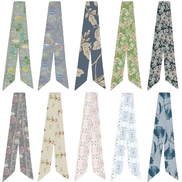 scarves watercolor elegant print variety bag handle tied scarf small multifunction hand ribbon 5*95cm, Blue;gray 
scarves watercolor elegant print variety bag handle tied scarf small multifunction hand ribbon 5*95cm, Blue;gray