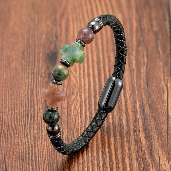 charm bracelets luxury cross bracelet men stainless steel clasp genuine leather pulseiras women natural stone couple jewelry gift, Golden;silver
charm bracelets luxury cross bracelet men stainless steel clasp genuine leather pulseiras women natural stone couple jewelry gift, Golden;silver