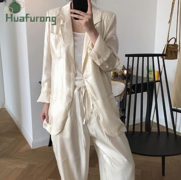 women's suits & blazers 2021 summer thin lazy satin sunscreen suit loose and shiny light jacket drape women with turn-down collar, White;black
women's suits & blazers 2021 summer thin lazy satin sunscreen suit loose and shiny light jacket drape women with turn-down collar, White;black