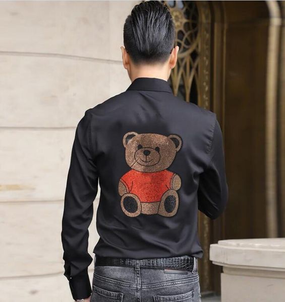 men's casual shirts male shirt strass mode 2021 breathable casual sleeve long mark male shirts, White;black
men's casual shirts male shirt strass mode 2021 breathable casual sleeve long mark male shirts, White;black