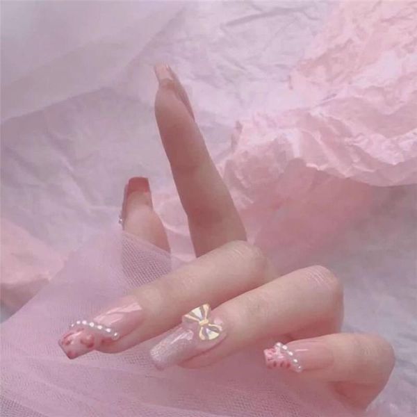 false nails 24pcs/box love spotted sequin bow almond ballerina wearable artificial fake full cover square head nail tips, Red;gold
false nails 24pcs/box love spotted sequin bow almond ballerina wearable artificial fake full cover square head nail tips, Red;gold